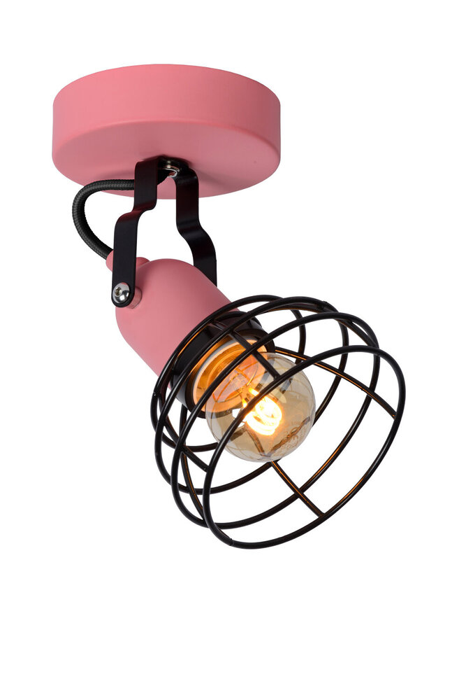 Lucide POLA - Plafondspot Kinderkamer - Ø 10,5 cm - 1xE27 - Roze