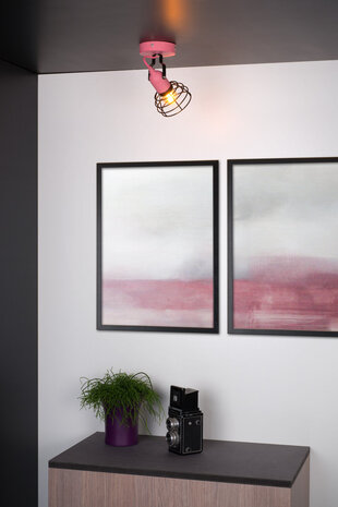 Lucide POLA - Plafondspot Kinderkamer - Ø 10,5 cm - 1xE27 - Roze