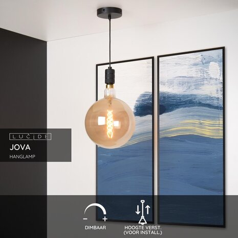 Lucide JOVA - Hanglamp - Ø 10 cm - 1xE27 - Zwart Lucide JOVA - Hanglamp - Ø 10 cm - 1xE27 - Zwart