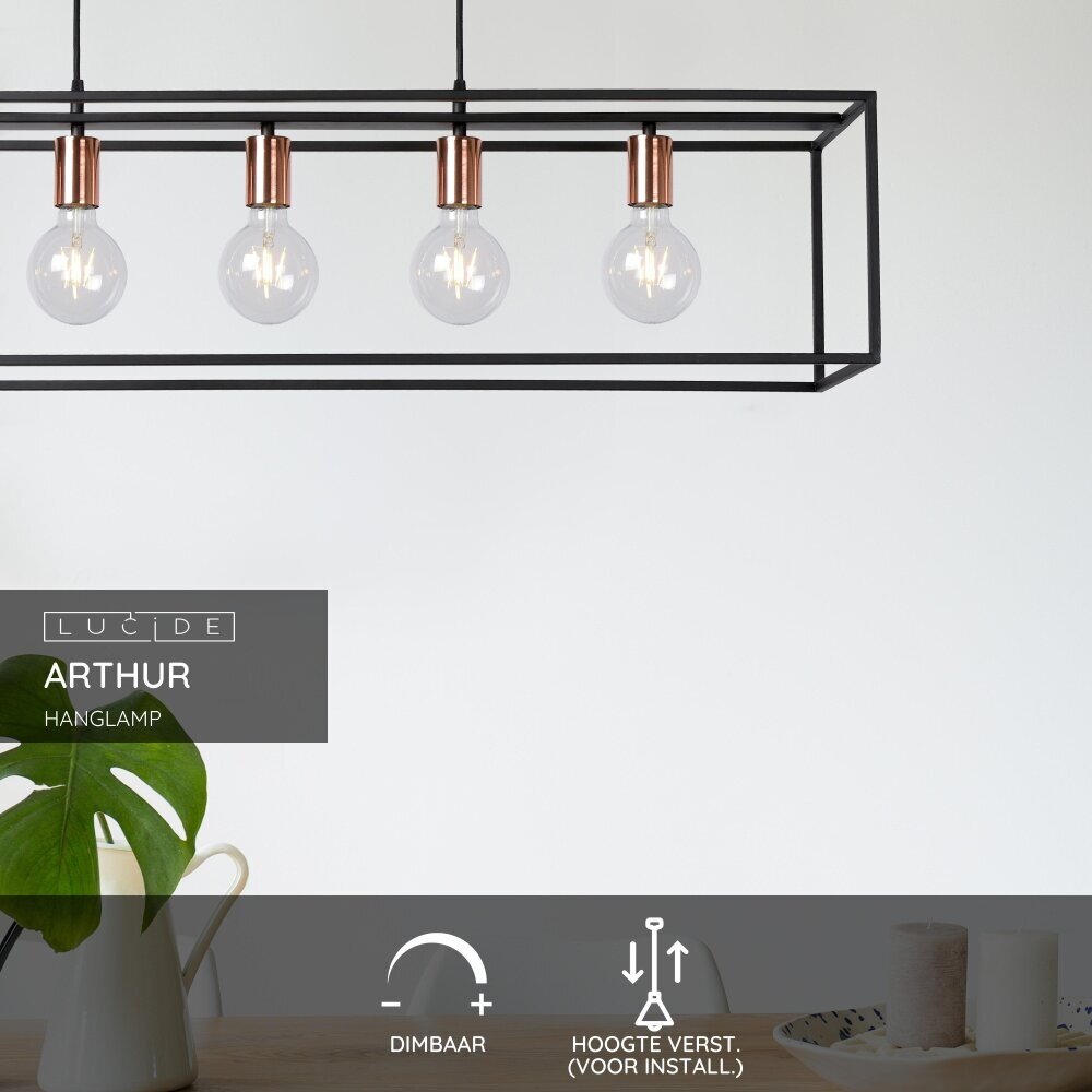 Lucide ARTHUR - Hanglamp - 5xE27 - Zwart Lucide ARTHUR - Hanglamp - 5xE27 - Zwart