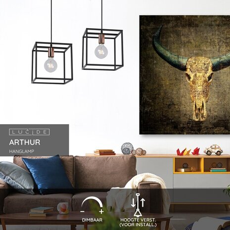 Lucide ARTHUR - Hanglamp - 1xE27 - Zwart Lucide ARTHUR - Hanglamp - 1xE27 - Zwart