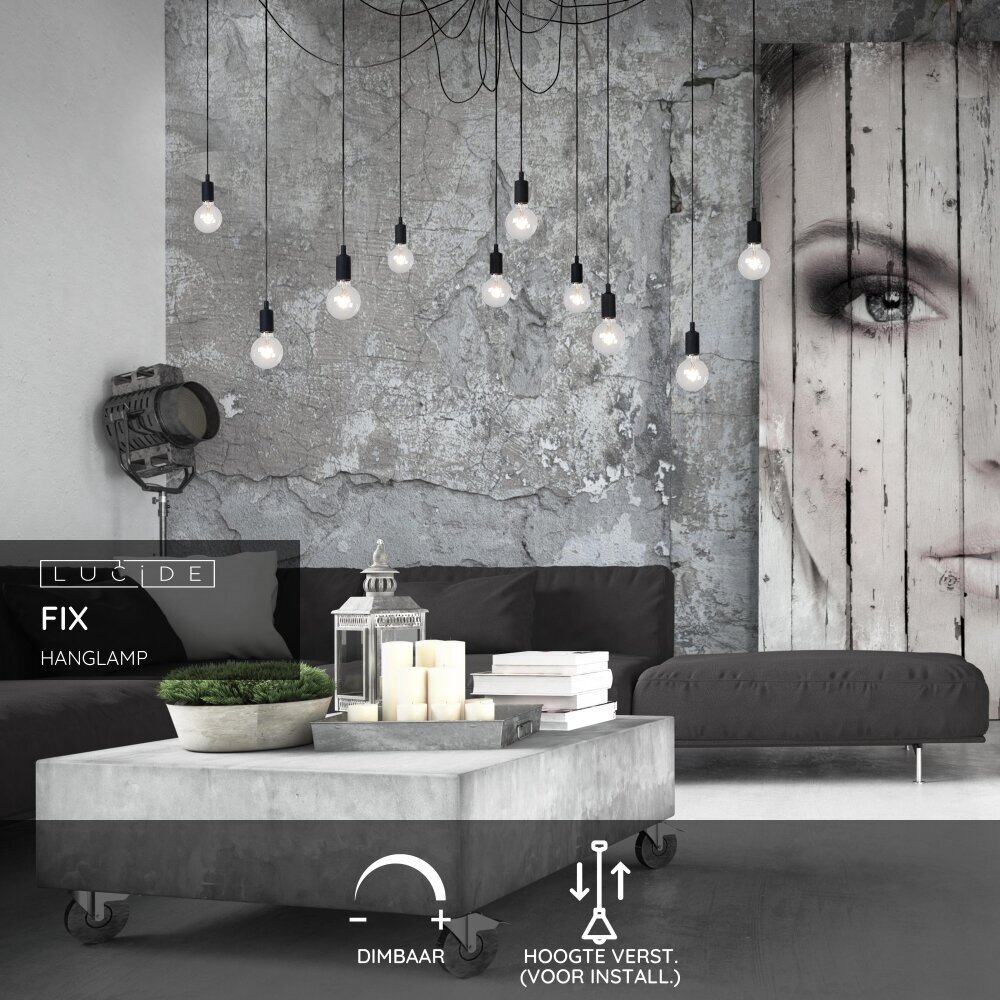 Lucide FIX - Hanglamp - 10xE27 - Geschikt voor vide en hoge plafonds - Zwart Lucide FIX - Hanglamp - 10xE27 - Geschikt voor vide en hoge plafonds - Zwart