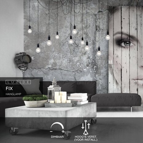 Lucide FIX - Hanglamp - 10xE27 - Geschikt voor vide en hoge plafonds - Zwart Lucide FIX - Hanglamp - 10xE27 - Geschikt voor vide en hoge plafonds - Zwart