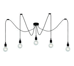 Lucide FIX - Hanglamp - 5xE27 - Geschikt voor vide en hoge plafonds - Zwart
