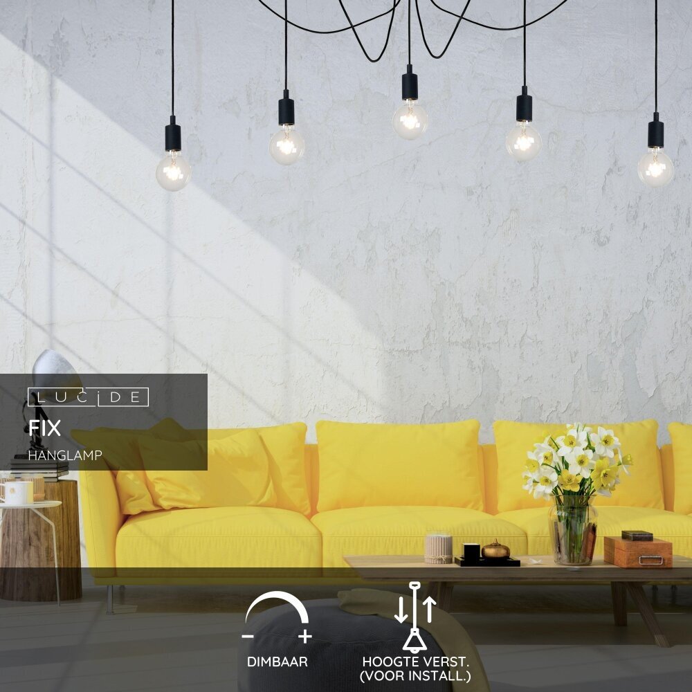 Lucide FIX - Hanglamp - 5xE27 - Zwart