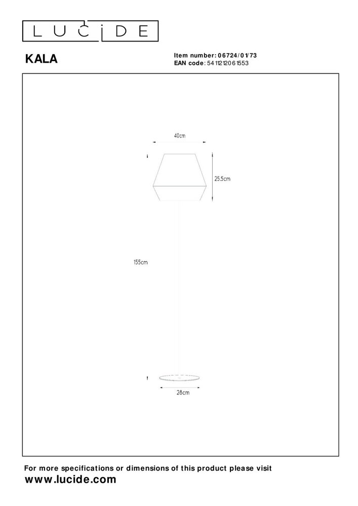 Lucide KALA - Vloerlamp - Ø 40 cm - 1xE27 - Taupe Lucide KALA - Vloerlamp - Ø 40 cm - 1xE27 - Taupe