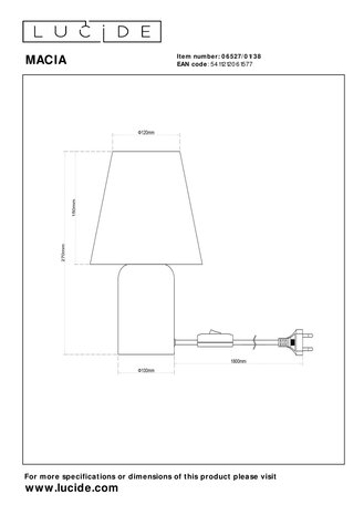 Lucide MACIA - Tafellamp - 1xE14 - Beige Lucide MACIA - Tafellamp - 1xE14 - Beige