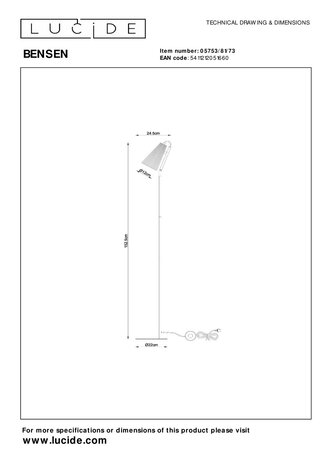 Lucide BENSEN - Vloerlamp - 1xE14 - Naturel Lucide BENSEN - Vloerlamp - 1xE14 - Naturel