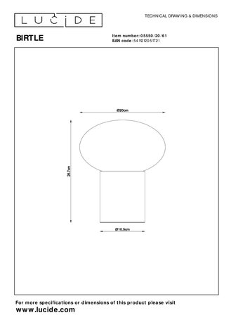 Lucide BIRTLE - Tafellamp - 1xE14 - Opaal Lucide BIRTLE - Tafellamp - 1xE14 - Opaal