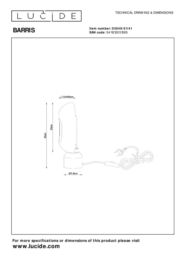 Lucide BARRIS - Tafellamp - 1xE27 - Taupe Lucide BARRIS - Tafellamp - 1xE27 - Taupe