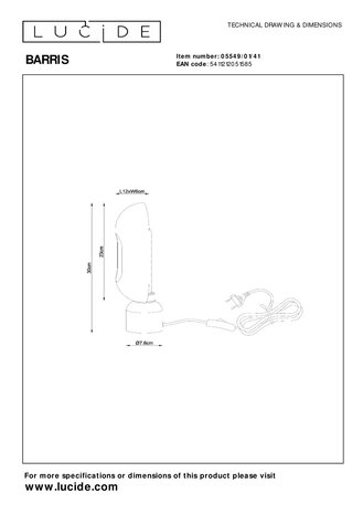 Lucide BARRIS - Tafellamp - 1xE27 - Taupe Lucide BARRIS - Tafellamp - 1xE27 - Taupe