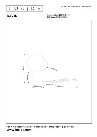 Lucide DAVIN - Tafellamp - 1xE27 - Opaal Lucide DAVIN - Tafellamp - 1xE27 - Opaal