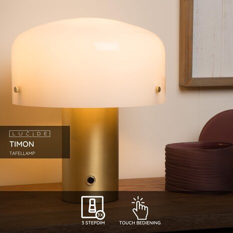 Lucide TIMON - Tafellamp - 1xE27 - Mat Goud / Messing