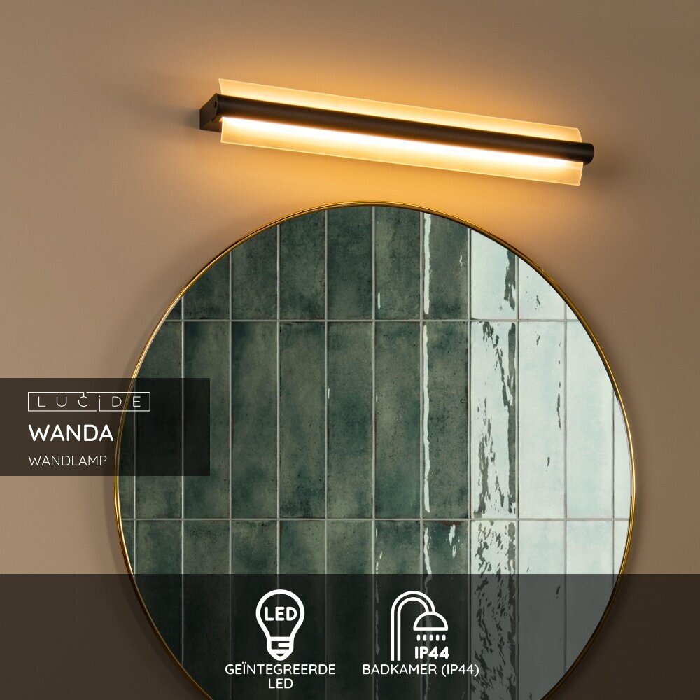 Lucide WANDA - Wandlamp Badkamer - LED - 1x19W 3000K - IP44 - Zwart Lucide WANDA - Wandlamp Badkamer - LED - 1x19W 3000K - IP44 - Zwart