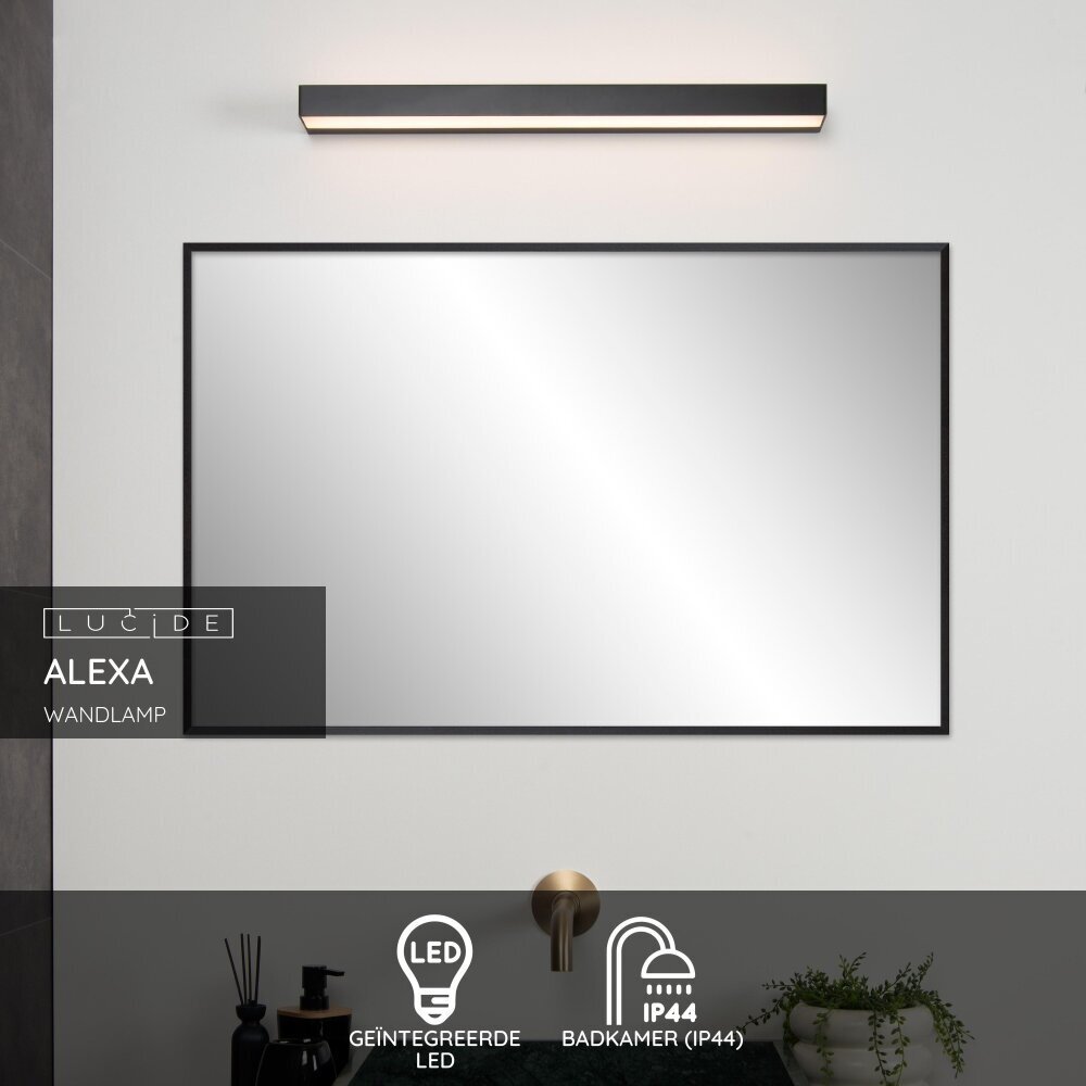 Lucide ALEXA - Wandlamp Badkamer - LED - 1x8W 2700K - IP44 - Zwart