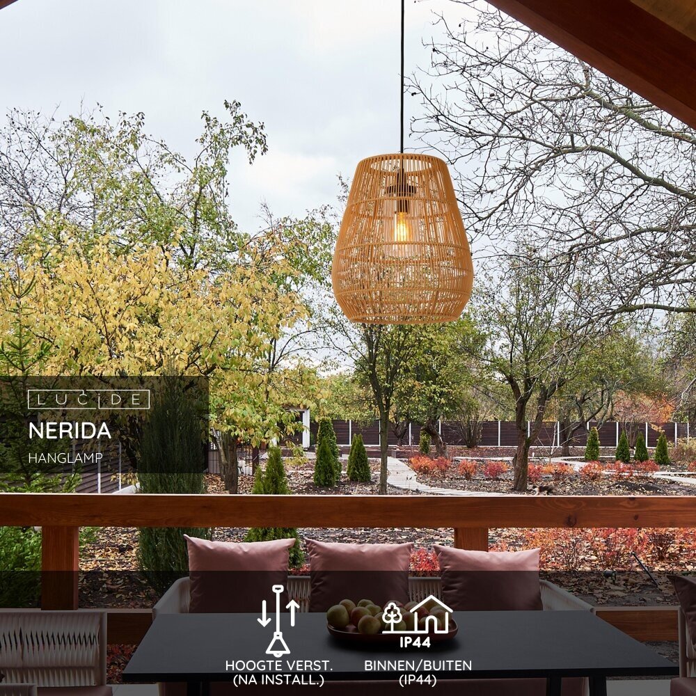 Lucide NERIDA - Hanglamp Binnen/Buiten - Ø 35 cm - 1xE27 - IP44 - Naturel Lucide NERIDA - Hanglamp Binnen/Buiten - Ø 35 cm - 1xE27 - IP44 - Naturel