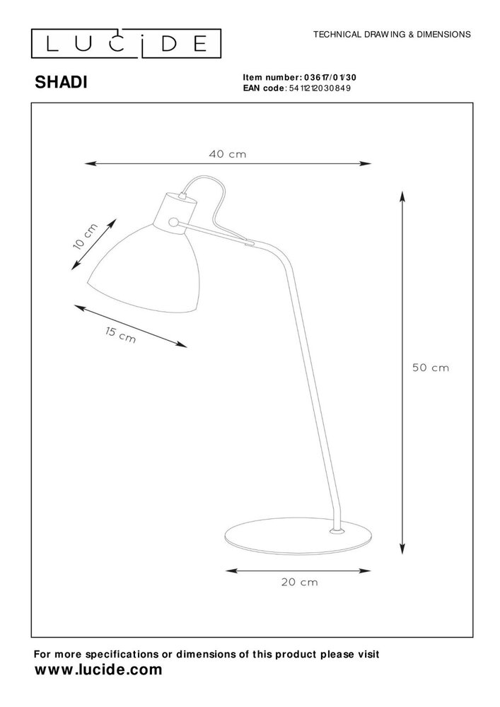 Lucide SHADI - Bureaulamp - Ø 20 cm - 1xE14 - Zwart Lucide SHADI - Bureaulamp - Ø 20 cm - 1xE14 - Zwart