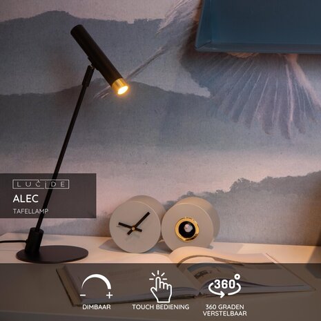 Lucide ALEC - Bureaulamp - LED 3 StepDim - G9 - 1x3W 2700K - Inclusief omwisselbare ringen - Zwart Lucide ALEC - Bureaulamp - LED 3 StepDim - G9 - 1x3W 2700K - Inclusief omwisselbare ringen - Zwart