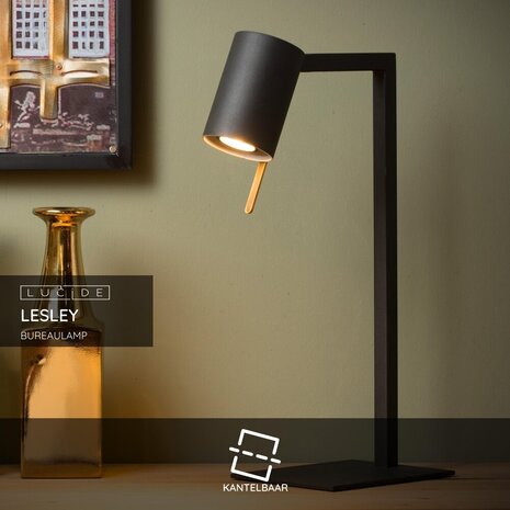 Lucide LESLEY - Bureaulamp - 1xGU10 - Zwart