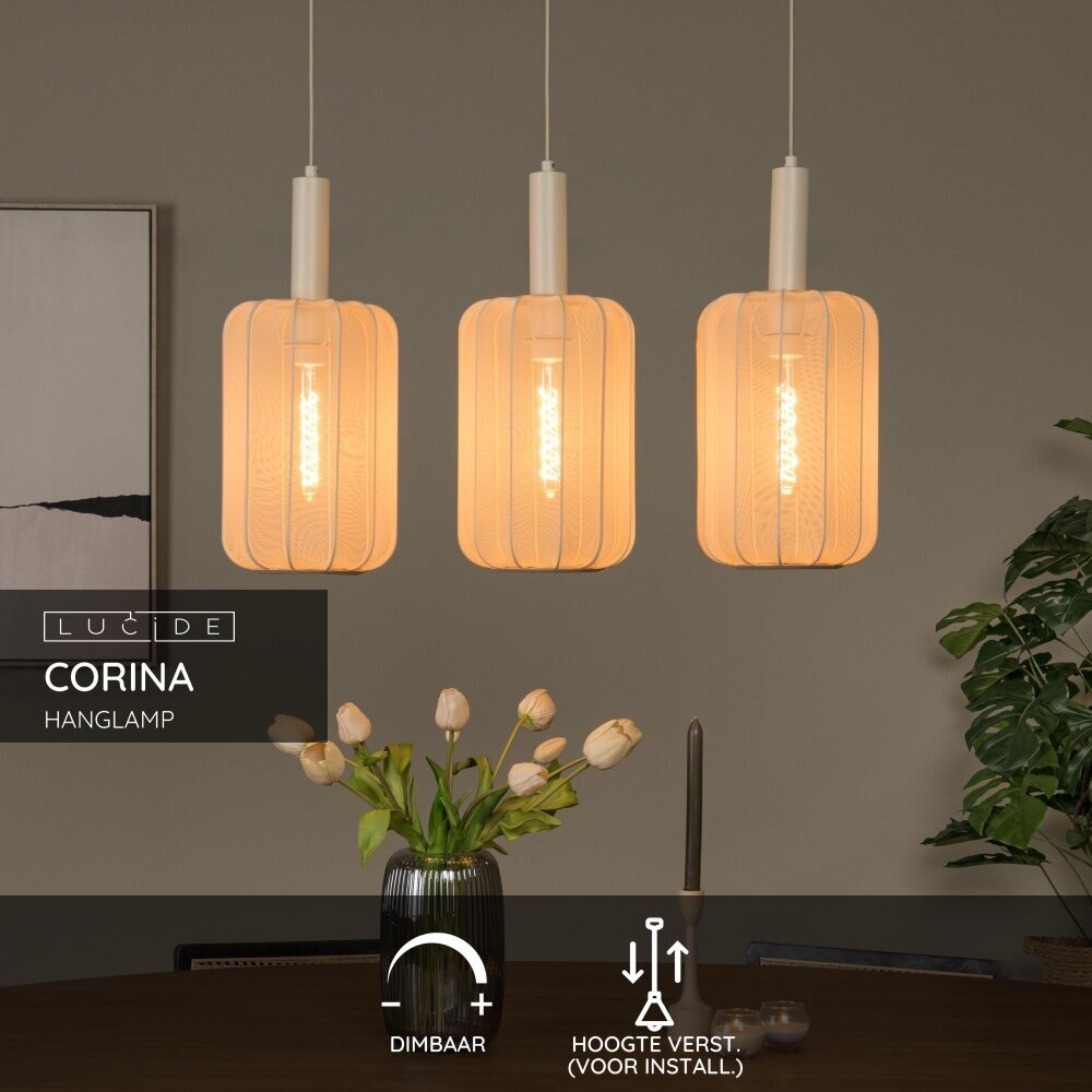 Lucide CORINA - Hanglamp - 3xE27 - Beige Lucide CORINA - Hanglamp - 3xE27 - Beige
