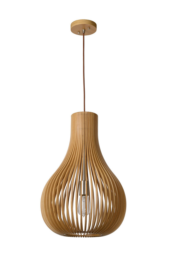 Lucide BODO - Hanglamp - Ø 38 cm - 1xE27 - Licht hout
