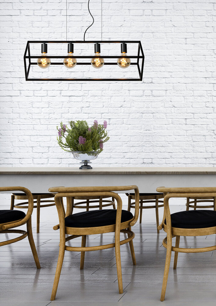 Lucide FABIAN - Hanglamp - 4xE27 - Zwart Lucide FABIAN - Hanglamp - 4xE27 - Zwart