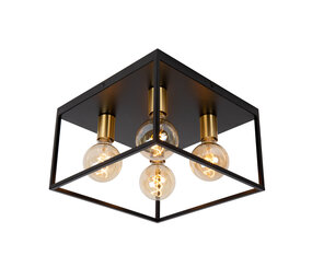 Lucide RUBEN - Plafonnière - 4xE27 - Zwart