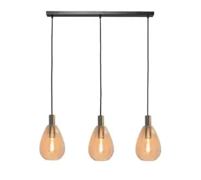 Freelight Hanglamp Dorato 3 lichts L100 cm zwart goud Freelight Hanglamp Dorato 3 lichts L100 cm zwart goud