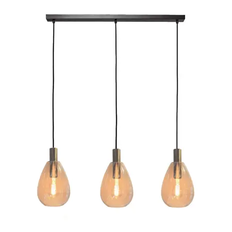Freelight Hanglamp Dorato 3 lichts L100 cm zwart goud Freelight Hanglamp Dorato 3 lichts L100 cm zwart goud