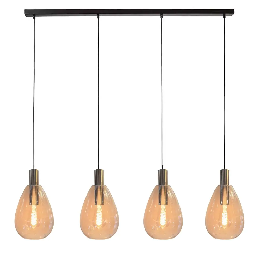 Freelight Hanglamp Dorato 4 lichts L120 cm zwart goud Freelight Hanglamp Dorato 4 lichts L120 cm zwart goud