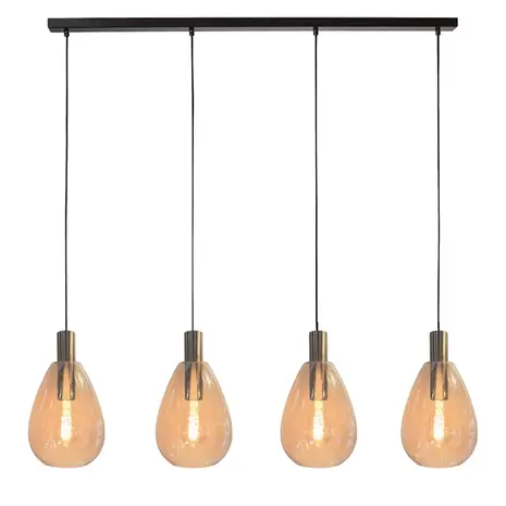Freelight Hanglamp Dorato 4 lichts L120 cm zwart goud Freelight Hanglamp Dorato 4 lichts L120 cm zwart goud