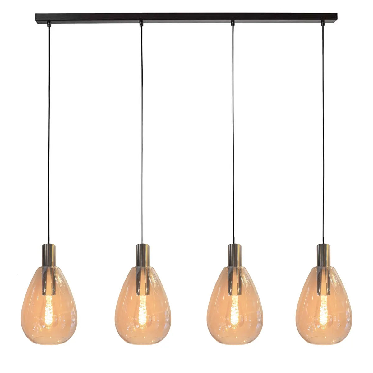 Freelight Hanglamp Dorato 4 lichts L120 cm zwart goud