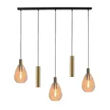 Freelight Hanglamp Dorato 5 lichts L120 cm zwart goud Freelight Hanglamp Dorato 5 lichts L120 cm zwart goud