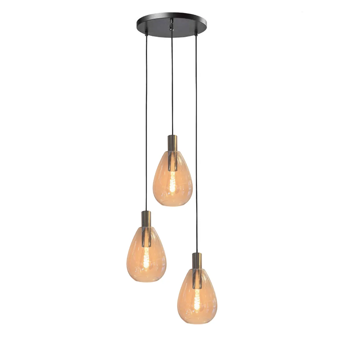 Freelight Hanglamp Dorato 3 lichts Ø 35 cm zwart goud