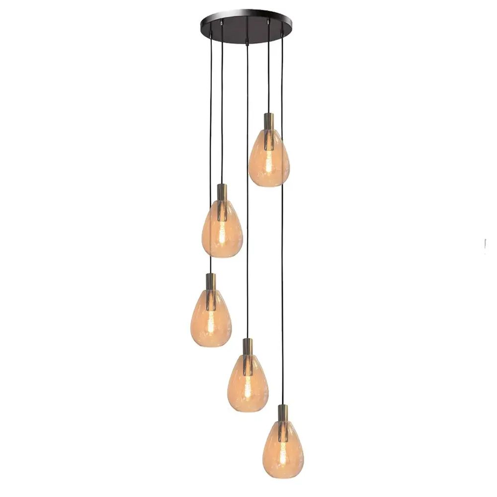 Freelight Hanglamp Dorato 5 lichts Ø 40 cm Vide zwart goud Freelight Hanglamp Dorato 5 lichts Ø 40 cm Vide zwart goud