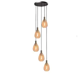 Freelight Hanglamp Dorato 5 lichts Ø 40 cm Vide zwart goud Freelight Hanglamp Dorato 5 lichts Ø 40 cm Vide zwart goud