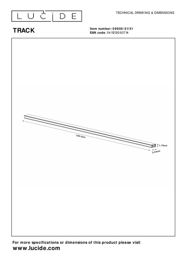 Lucide TRACK Opbouwrail - 1-fase Railsysteem / Railverlichting - 1 meter- Zwart (Uitbreiding) Lucide TRACK Opbouwrail - 1-fase Railsysteem / Railverlichting - 1 meter- Zwart (Uitbreiding)