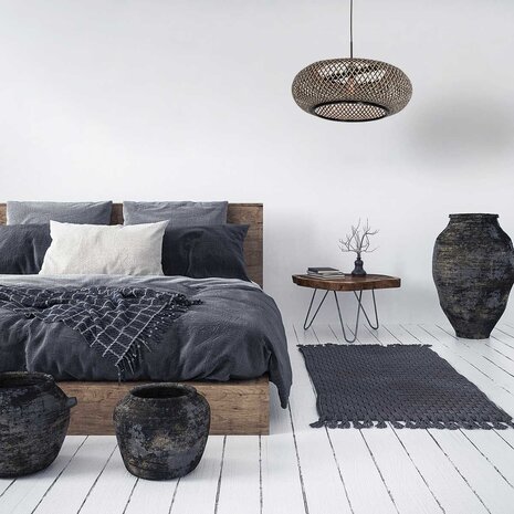 Anne Light & home Hanglamp Maze Ø 60 cm bamboe zwart beige Anne Light & home Hanglamp Maze Ø 60 cm bamboe zwart beige