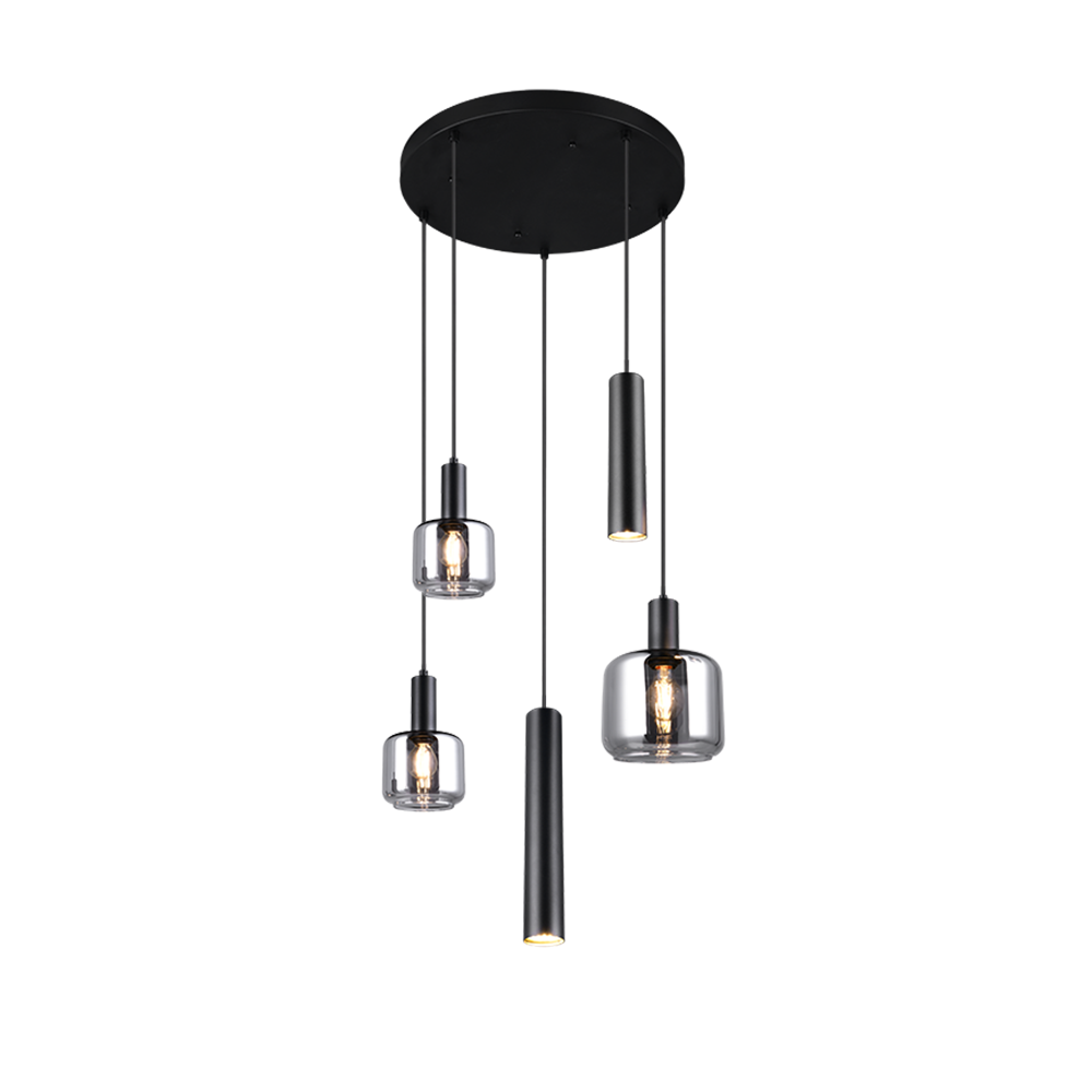 Trio Leuchten Hanglamp Mataro 5 lichts Ø 55 cm zwart