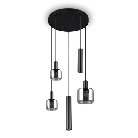 Trio Leuchten Hanglamp Mataro 5 lichts Ø 55 cm zwart