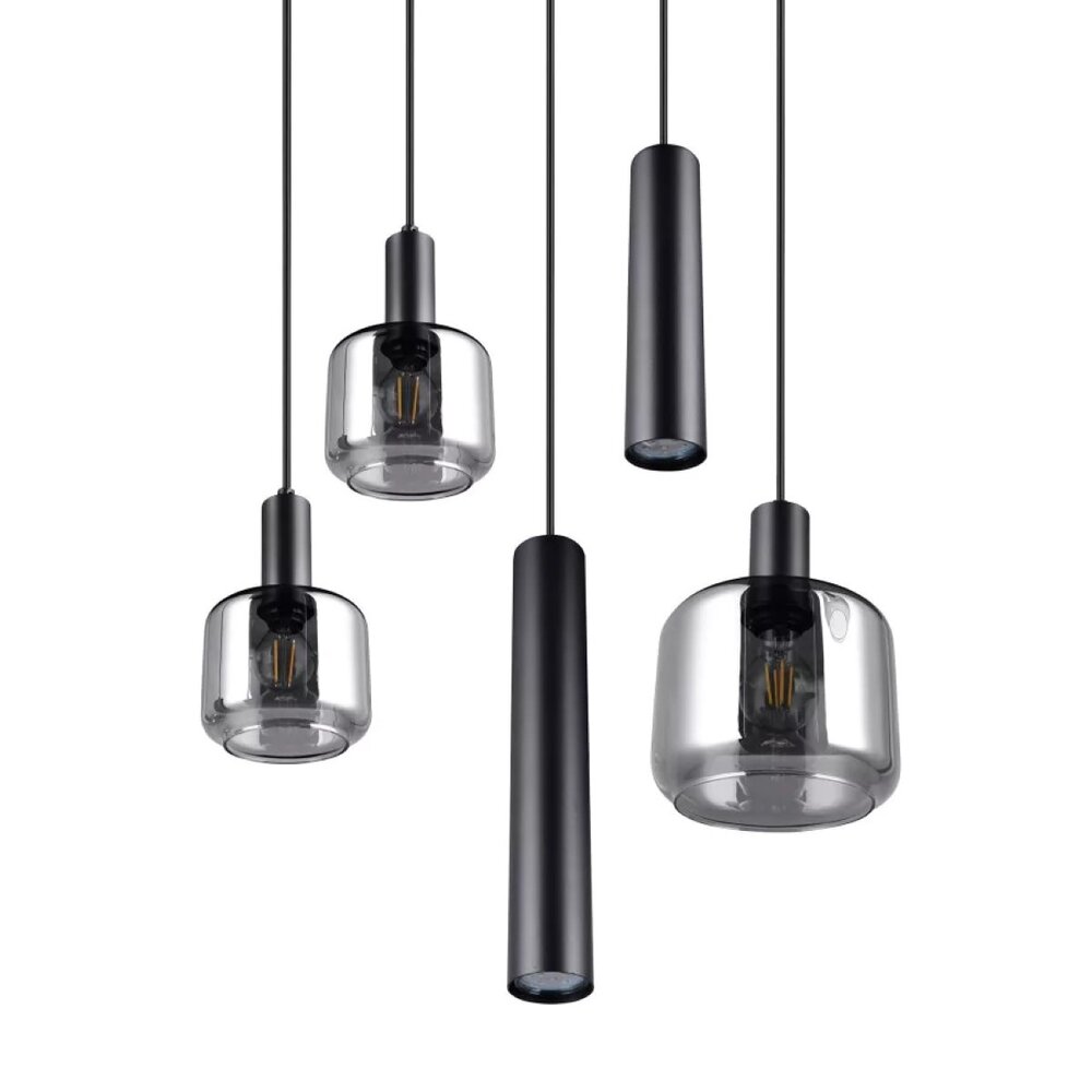 Trio Leuchten Hanglamp Mataro 5 lichts Ø 55 cm zwart