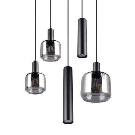 Trio Leuchten Hanglamp Mataro 5 lichts Ø 55 cm zwart