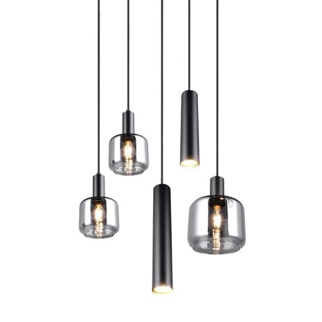 Trio Leuchten Hanglamp Mataro 5 lichts Ø 55 cm zwart