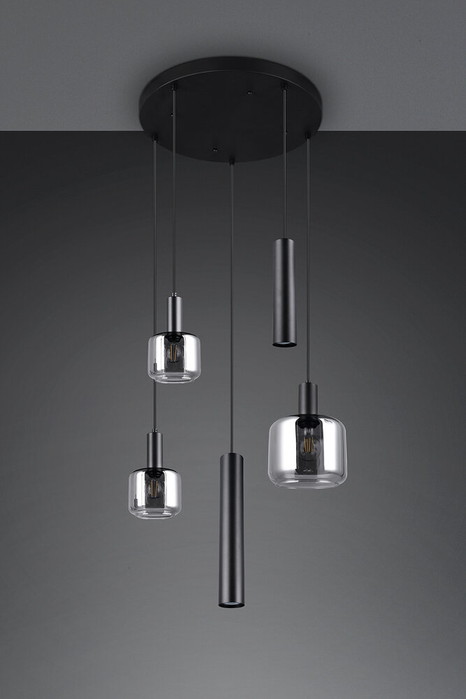 Trio Leuchten Hanglamp Mataro 5 lichts Ø 55 cm zwart