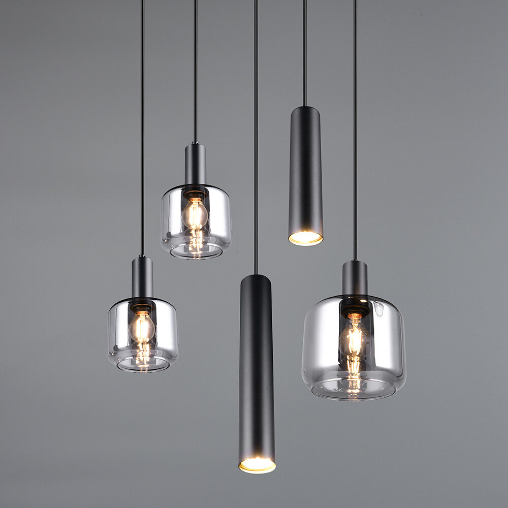 Trio Leuchten Hanglamp Mataro 5 lichts Ø 55 cm zwart