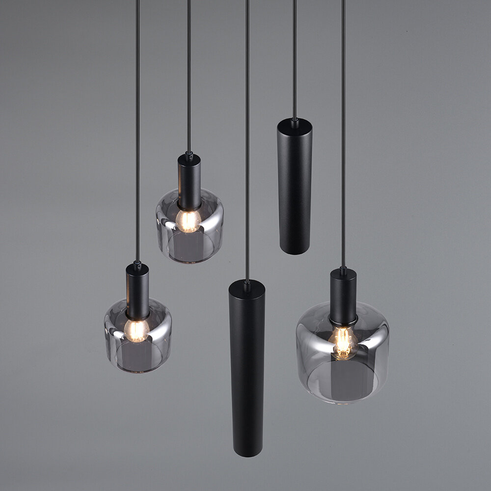 Trio Leuchten Hanglamp Mataro 5 lichts Ø 55 cm zwart