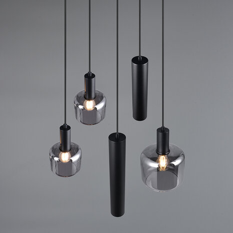 Trio Leuchten Hanglamp Mataro 5 lichts Ø 55 cm zwart