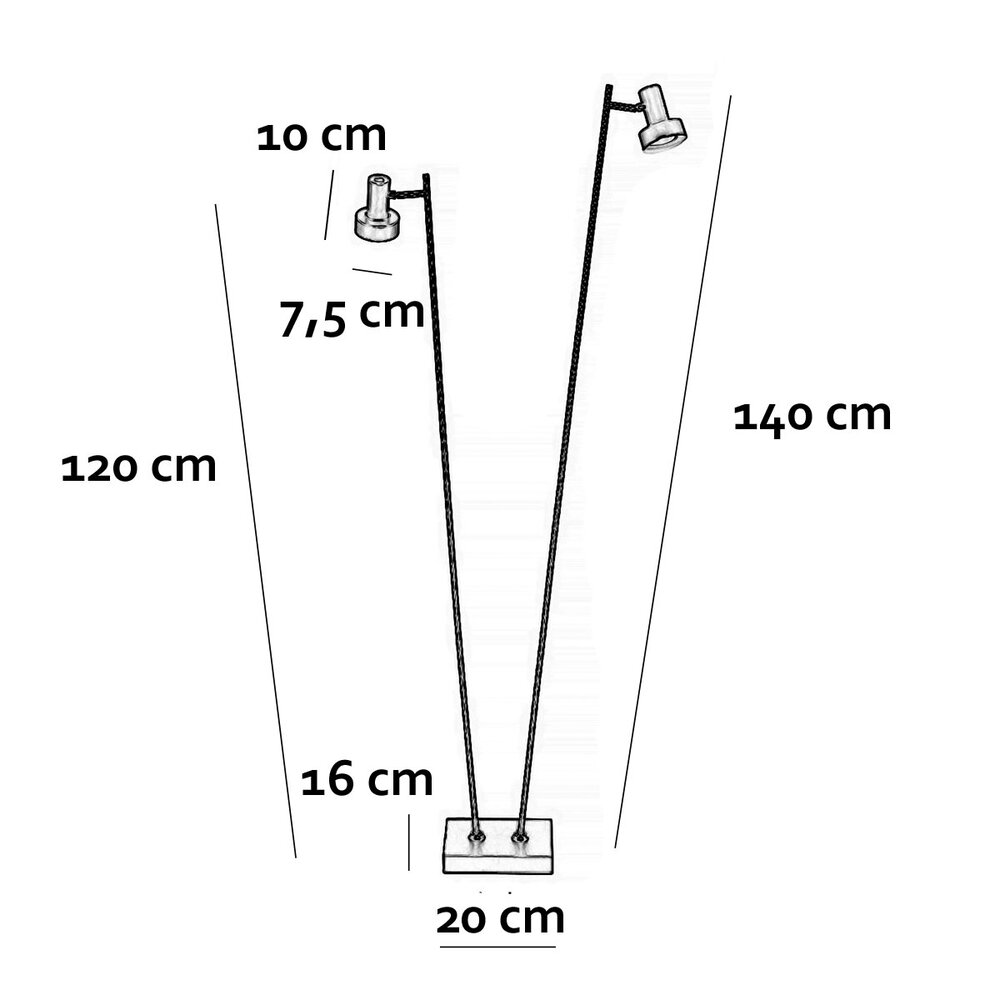 Freelight Vloerlamp Lunata 2 lichts H 140 cm mat chroom Freelight Vloerlamp Lunata 2 lichts H 140 cm mat chroom