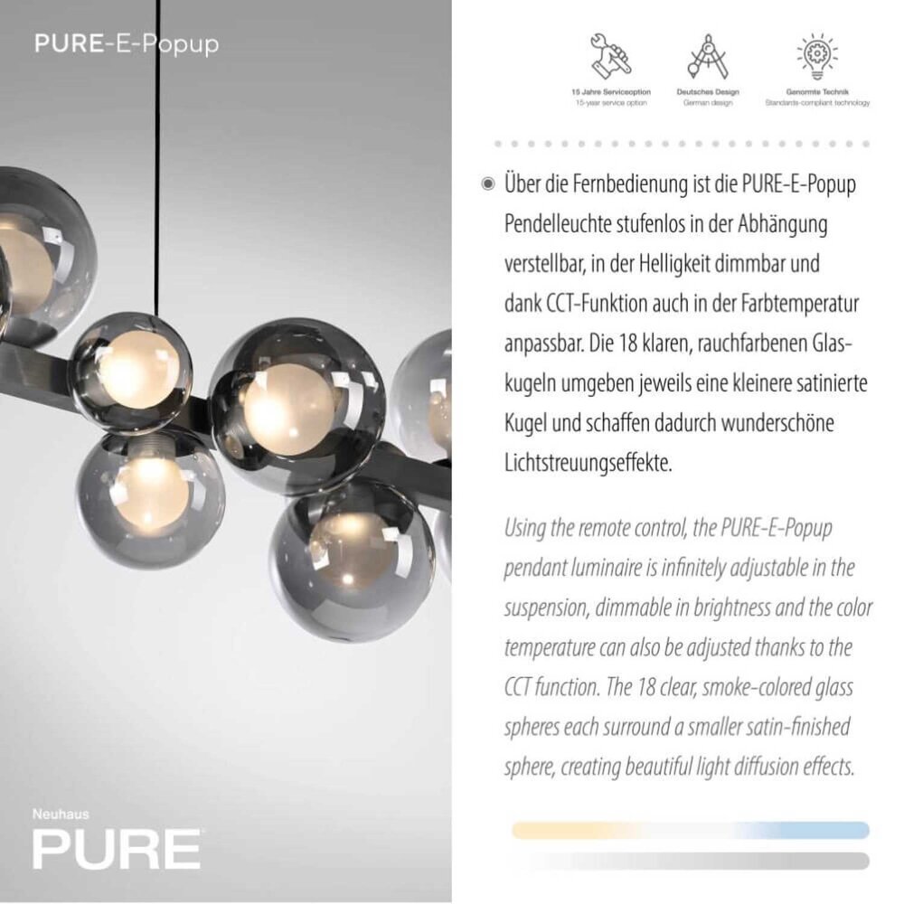 Neuhaus PURE Hanglamp E-Popup e-Lift L 120 cm donker grijs Neuhaus PURE Hanglamp E-Popup e-Lift L 120 cm donker grijs