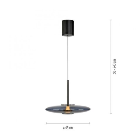 Neuhaus PURE Hanglamp E-Vitrum  e-Lift Ø 45 cm donker grijs Neuhaus PURE Hanglamp E-Vitrum  e-Lift Ø 45 cm donker grijs